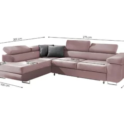 Canapé D'angle Convertible Gauche 4 Places Wilson Velours Rose 7 Canapé D'angle Convertible Gauche 4 Places Wilson Velours Rose -Promos Chesteris Boutique canape 14176921