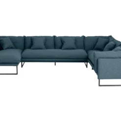 Canapé D'angle Panoramique En Tissu Bleu LESPI 9 Canapé D'angle Panoramique En Tissu Bleu LESPI -Promos Chesteris Boutique canape 14182309