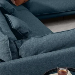 Canapé D'angle Panoramique En Tissu Bleu LESPI 10 Canapé D'angle Panoramique En Tissu Bleu LESPI -Promos Chesteris Boutique canape 14182397