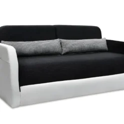 Canapé 2 Places Convertible Déplimousse En Tissu Et Simili VILO - Blanc Et Gris -Promos Chesteris Boutique canape 142476