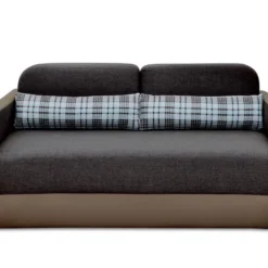 Canapé 2 Places Convertible Déplimousse En Tissu Et Simili VILO - Blanc Et Gris -Promos Chesteris Boutique canape 142479