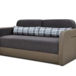 Canapé 2 Places Convertible Déplimousse En Tissu Et Simili VILO - Blanc Et Gris -Promos Chesteris Boutique canape 142480