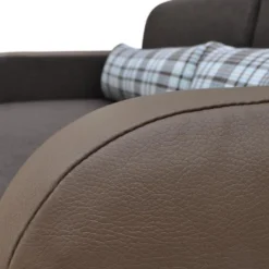 Canapé 2 Places Convertible Déplimousse En Tissu Et Simili VILO - Blanc Et Gris -Promos Chesteris Boutique canape 142482