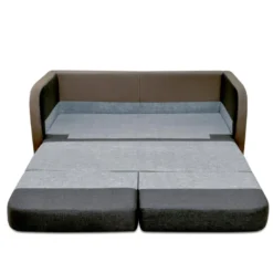 Canapé 2 Places Convertible Déplimousse En Tissu Et Simili VILO - Blanc Et Gris -Promos Chesteris Boutique canape 142483