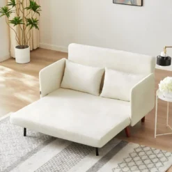 Canapé Convertible 2 Places En Tissu Bouclé écru - Greta -Promos Chesteris Boutique canape 14274671