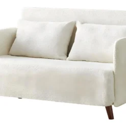 Canapé Convertible 2 Places En Tissu Bouclé écru - Greta -Promos Chesteris Boutique canape 14274673