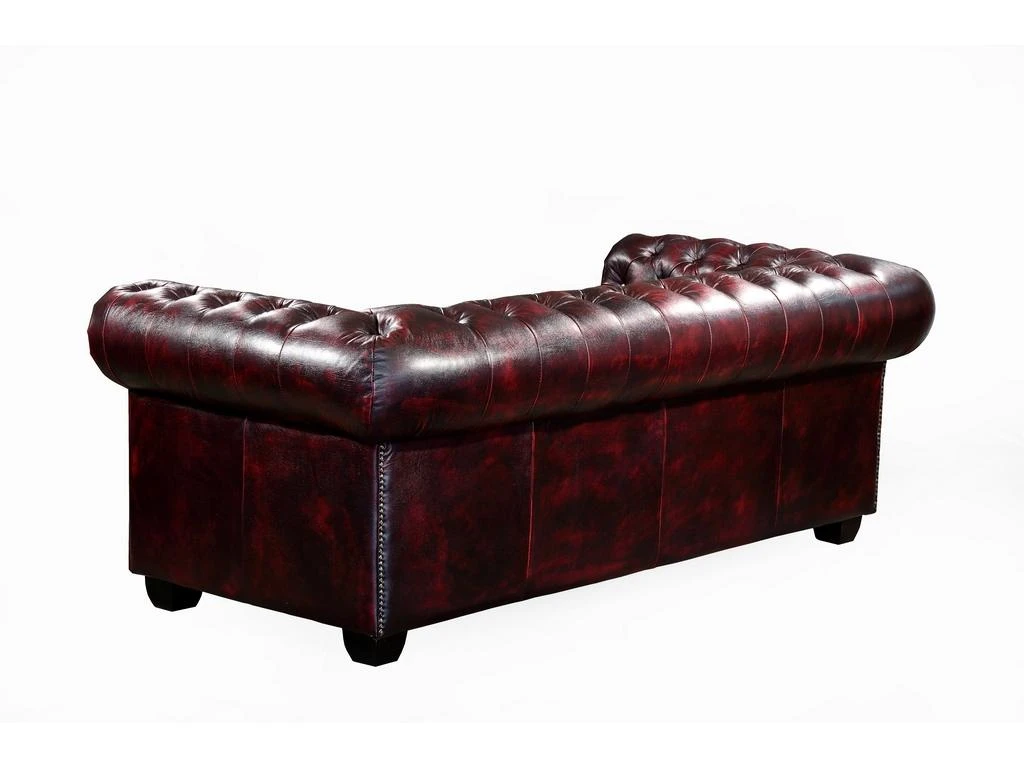 Canapé Chesterfield 3 Places BRENTON 100% Cuir De Buffle - Bordeaux 4 Canapé Chesterfield 3 Places BRENTON 100% Cuir De Buffle - Bordeaux – Image 4