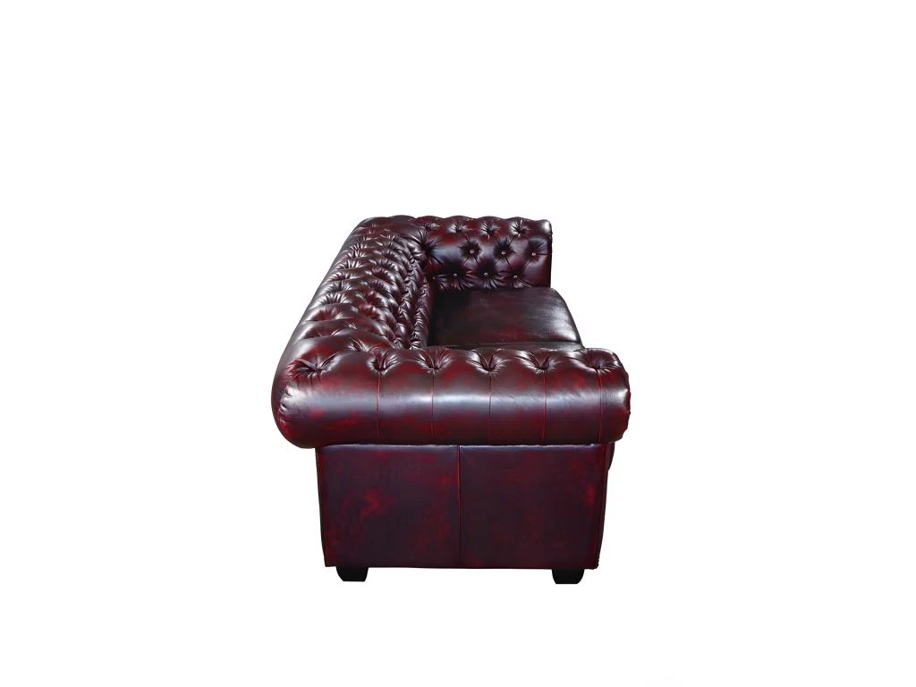 Canapé Chesterfield 3 Places BRENTON 100% Cuir De Buffle - Bordeaux 3 Canapé Chesterfield 3 Places BRENTON 100% Cuir De Buffle - Bordeaux – Image 3