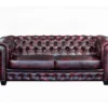 Canapé Chesterfield 3 Places BRENTON 100% Cuir De Buffle - Bordeaux