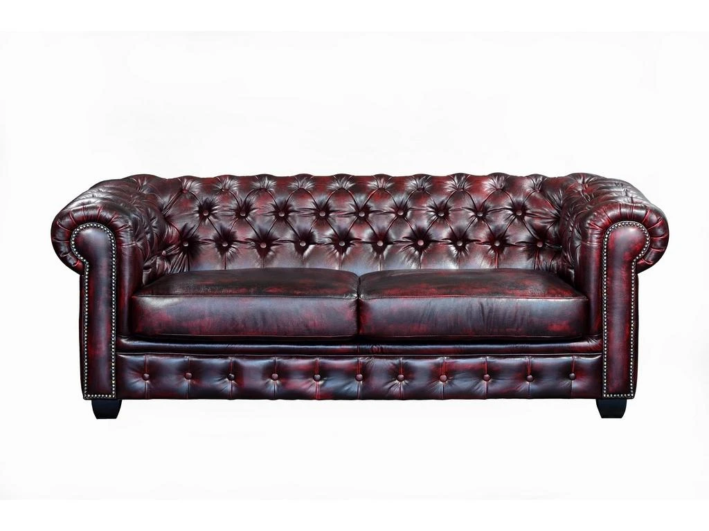Canapé Chesterfield 3 Places BRENTON 100% Cuir De Buffle - Bordeaux 1 Canapé Chesterfield 3 Places BRENTON 100% Cuir De Buffle - Bordeaux