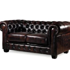 Canapé Chesterfield 2 Places BRENTON 100% Cuir De Buffle - Marron Reflets Châtains 8 Canapé Chesterfield 2 Places BRENTON 100% Cuir De Buffle - Marron Reflets Châtains -Promos Chesteris Boutique canape 143373