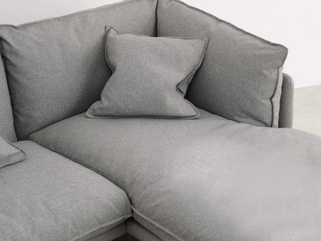 Canapé D'angle Droit En Tissu Gris Clair LESPI 4 Canapé D'angle Droit En Tissu Gris Clair LESPI – Image 4