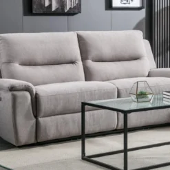 Canapé 3 Places Relax électrique En Tissu Gris Clair URSULA II -Promos Chesteris Boutique canape 14455299