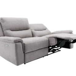 Canapé 3 Places Relax électrique En Tissu Gris Clair URSULA II -Promos Chesteris Boutique canape 14455307