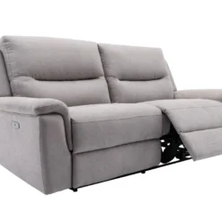 Canapé 3 Places Relax électrique En Tissu Gris Clair URSULA II -Promos Chesteris Boutique canape 14455317