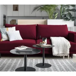 Canapé 3/4 Places Convertible Et Espace De Rangement - Rouge - En Tissu De Qualité, DANY