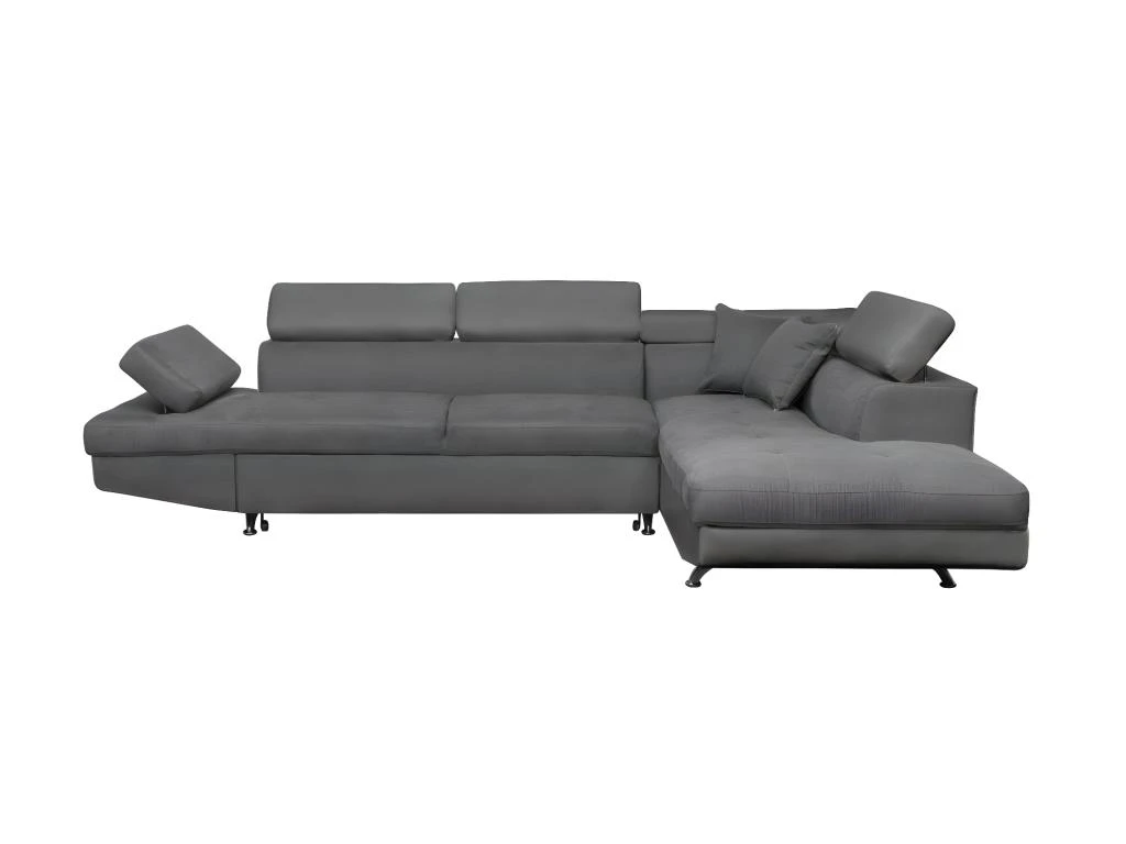 Canapé D'angle RIO Convertible Avec Coffre En Microfibre - Angle Droit, Gris 1 Canapé D'angle RIO Convertible Avec Coffre En Microfibre - Angle Droit, Gris