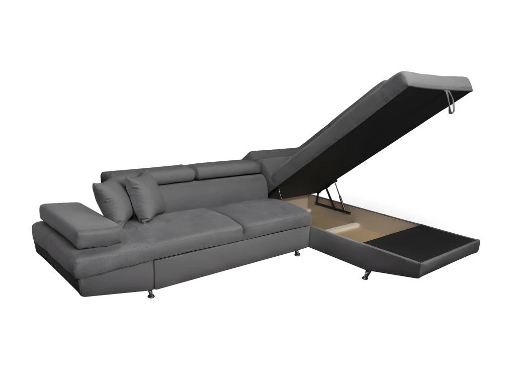 Canapé D'angle RIO Convertible Avec Coffre En Microfibre - Angle Droit, Gris 6 Canapé D'angle RIO Convertible Avec Coffre En Microfibre - Angle Droit, Gris – Image 6