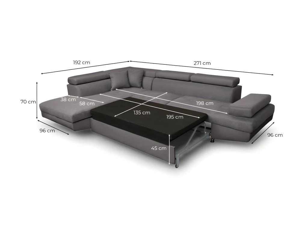 Canapé D'angle RIO Convertible Avec Coffre En Microfibre - Angle Droit, Gris 10 Canapé D'angle RIO Convertible Avec Coffre En Microfibre - Angle Droit, Gris – Image 10