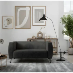 Canapé Fixe SERENA 2 Places En Tissu Avec Pieds épingles - Gris Anthracite -Promos Chesteris Boutique canape 14642597