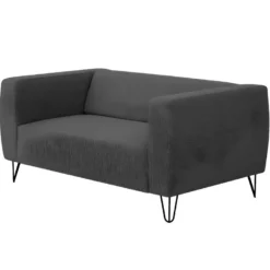 Canapé Fixe SERENA 2 Places En Tissu Avec Pieds épingles - Gris Anthracite -Promos Chesteris Boutique canape 14642599