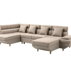 Canapé D'Angle Panoramique MAIA Convertible En Tissu - Angle Gauche, Beige -Promos Chesteris Boutique canape 14642621