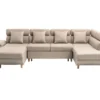 Canapé D'Angle Panoramique MAIA Convertible En Tissu - Angle Droit, Beige