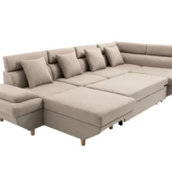 Canapé D'Angle Panoramique MAIA Convertible En Tissu - Angle Droit, Beige -Promos Chesteris Boutique canape 14642947