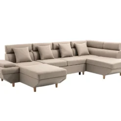 Canapé D'Angle Panoramique MAIA Convertible En Tissu - Angle Droit, Beige -Promos Chesteris Boutique canape 14642949