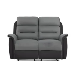 Canapé De Relaxation 2 Places En Microfibre Et Simili LÉON - Gris Et Noir