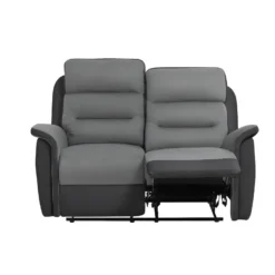 Canapé De Relaxation 2 Places En Microfibre Et Simili LÉON - Gris Et Noir -Promos Chesteris Boutique canape 14642967