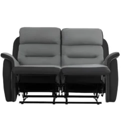 Canapé De Relaxation 2 Places En Microfibre Et Simili LÉON - Gris Et Noir -Promos Chesteris Boutique canape 14642969