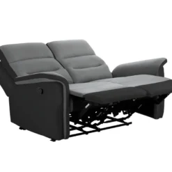 Canapé De Relaxation 2 Places En Microfibre Et Simili LÉON - Gris Et Noir -Promos Chesteris Boutique canape 14642971