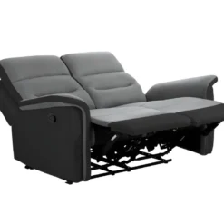 Canapé De Relaxation 2 Places En Microfibre Et Simili LÉON - Gris Et Noir -Promos Chesteris Boutique canape 14642973