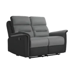 Canapé De Relaxation 2 Places En Microfibre Et Simili LÉON - Gris Et Noir -Promos Chesteris Boutique canape 14642975