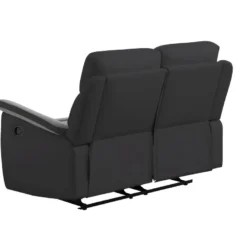 Canapé De Relaxation 2 Places En Microfibre Et Simili LÉON - Gris Et Noir -Promos Chesteris Boutique canape 14642977