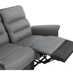 Canapé De Relaxation 2 Places En Microfibre Et Simili LÉON - Gris Et Noir -Promos Chesteris Boutique canape 14642979