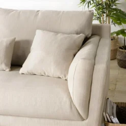 NOE - Canapé Beige 3 Places Pieds En Bois -Promos Chesteris Boutique canape 14643921