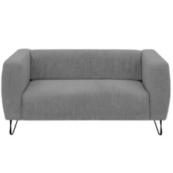 Canapé Fixe SERENA 2 Places En Tissu Avec Pieds épingles - Gris Clair