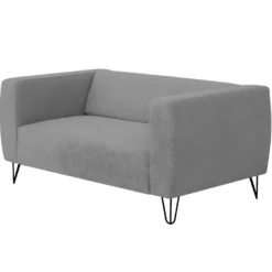 Canapé Fixe SERENA 2 Places En Tissu Avec Pieds épingles - Gris Clair -Promos Chesteris Boutique canape 14643951