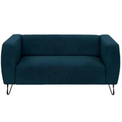 Canapé Fixe SERENA 2 Places En Tissu Avec Pieds épingles - Bleu Pétrole