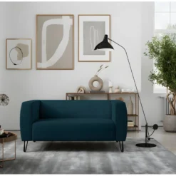 Canapé Fixe SERENA 2 Places En Tissu Avec Pieds épingles - Bleu Pétrole -Promos Chesteris Boutique canape 14644287