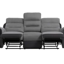 Canapé De Relaxation 3 Places En Microfibre Et Simili LÉON - Gris Et Noir -Promos Chesteris Boutique canape 14644729