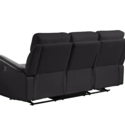 Canapé De Relaxation 3 Places En Microfibre Et Simili LÉON - Gris Et Noir -Promos Chesteris Boutique canape 14644737