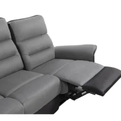 Canapé De Relaxation 3 Places En Microfibre Et Simili LÉON - Gris Et Noir -Promos Chesteris Boutique canape 14644741