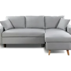 Canapé D'Angle Scandinave Réversible Convertible Avec Coffre En Tissu