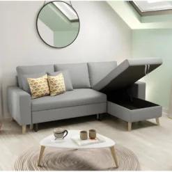 Canapé D'Angle Scandinave Réversible Convertible Avec Coffre En Tissu 12 Canapé D'Angle Scandinave Réversible Convertible Avec Coffre En Tissu -Promos Chesteris Boutique canape 14646427