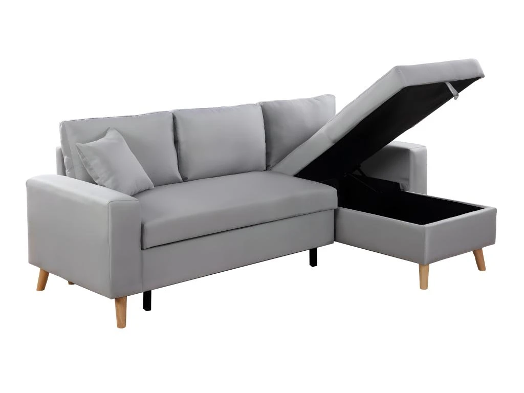 Canapé D'Angle Scandinave Réversible Convertible Avec Coffre En Tissu 7 Canapé D'Angle Scandinave Réversible Convertible Avec Coffre En Tissu – Image 7