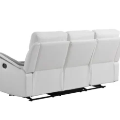 Canapé De Relaxation 3 Places En Microfibre Et Simili LÉON - Blanc Et Gris -Promos Chesteris Boutique canape 14649505