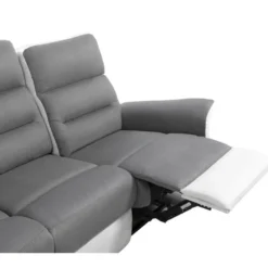 Canapé De Relaxation 3 Places En Microfibre Et Simili LÉON - Blanc Et Gris -Promos Chesteris Boutique canape 14649507